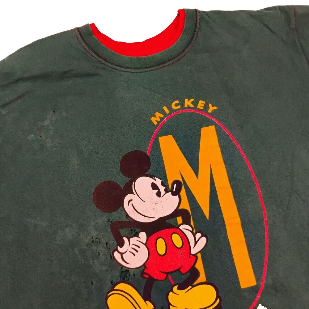VTG Disney Store Mickey Mouse Big M T-Shirt Mens Extra Large for Up-Cycle (?)